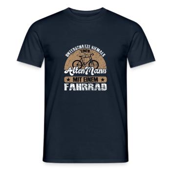 Unterschätze niemals einen alten Mann mit Fahrrad - Männer T-Shirt - Navy - Vorne - AI Model Male 178 light (178cm)