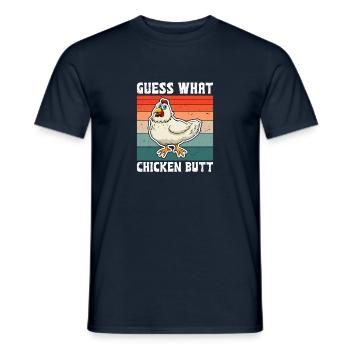 Devinez ce que Poulet Butt Mignon Drôle Vintage Poussin - T-shirt homme - marine - Devant - AI Model Male 178 light (178cm)