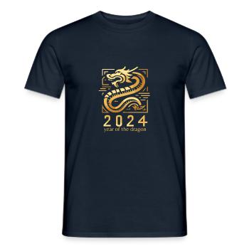 Année du Dragon 2024, Nouvel An chinois, Chine - T-shirt homme - marine - Devant - AI Model Male 178 light (178cm)