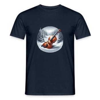 Geige in winterlicher Schneelandschaft - Männer T-Shirt - Navy - Vorne - AI Model Male 178 light (178cm)