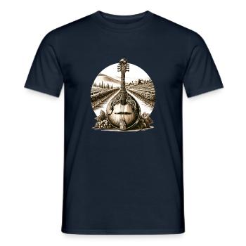 Verzierte Mandoline vor Weinbergen - Männer T-Shirt - Navy - Vorne - AI Model Male 178 light (178cm)