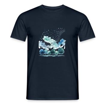 Flock of birds forming musical notes in the sky - Men's T-Shirt - navy - Front - AI Model Male 178 light (178cm)