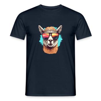 Alpaka mit Sonnenbrille - Männer T-Shirt - Navy - Vorne - AI Model Male 178 light (178cm)