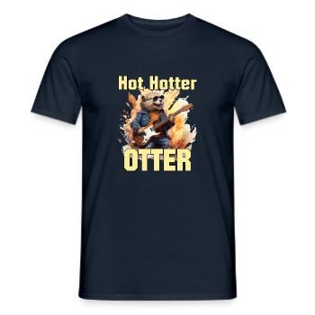 Drôle de loutre avec guitare électrique et dicton - T-shirt homme - marine - Devant - AI Model Male 178 light (178cm)