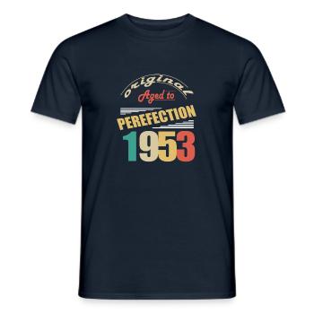 J’ai 71 ans | Je suis né en 1953 - birth - T-shirt homme - marine - Devant - AI Model Male 178 light (178cm)