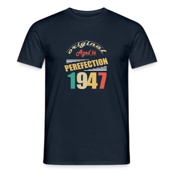Ich bin 77 Jahre alt | Ich bin 1947 geboren - geboren - Männer T-Shirt - Navy - Vorne - AI Model Male 178 light (178cm)