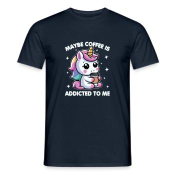 Peut-être que le café est accro à moi Licorne Drôle - T-shirt homme - marine - Devant - AI Model Male 178 light (178cm)