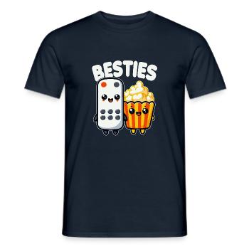 Popcorn Et Télécommande Besties Film Drôle - T-shirt homme - marine - Devant - AI Model Male 178 light (178cm)