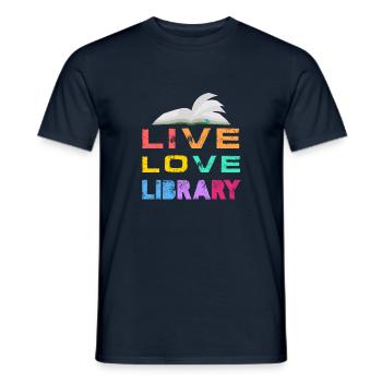 Lecture de livres de bibliothécaire de bibliothèque d’amour en direct - T-shirt homme - marine - Devant - AI Model Male 178 light (178cm)