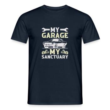 My garage my sanctuary - Men's T-Shirt - navy - Front - AI Model Male 178 light (178cm)
