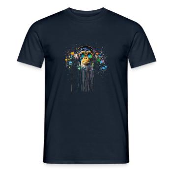 Monkey with sunglasses music DJ Monkey - Men's T-Shirt - navy - Front - AI Model Male 178 light (178cm)