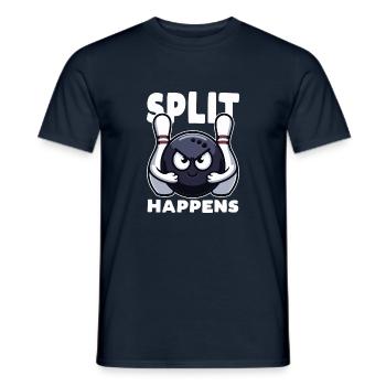 Split Happens Bowling Lustige Bowlingkugel zwei Pins - Männer T-Shirt - Navy - Vorne - AI Model Male 178 light (178cm)