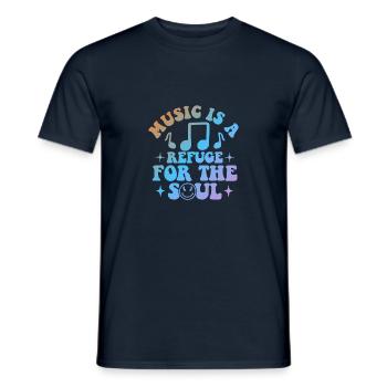 Music Is A Refuge for the Soul - Männer T-Shirt - Navy - Vorne - AI Model Male 178 light (178cm)
