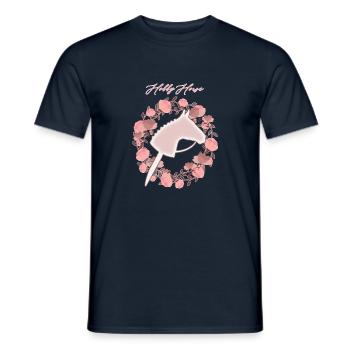 HOBBY HORSE - délicat, romantique, rose - T-shirt homme - marine - Devant - AI Model Male 178 light (178cm)