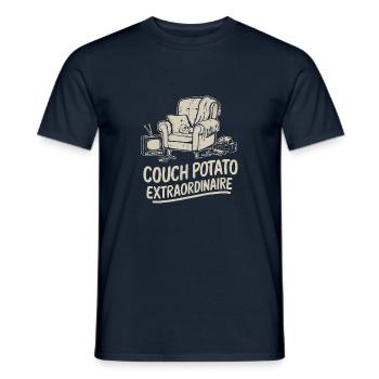 COUCH POTATO EXTRAORDINAIRE - Men's T-Shirt - navy - Front - AI Model Male 178 light (178cm)