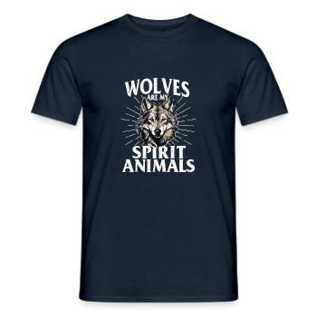 Wolves Are My Spirit Animals - Wolf Lover Wildlife - Men's T-Shirt - navy - Front - AI Model Male 178 light (178cm)