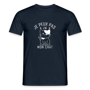 Je peux pas j ai mon chat - T-shirt homme - marine - Devant - AI Model Male 178 light (178cm)