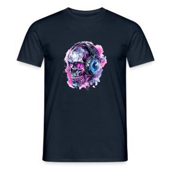 DJ Cyber Party Electro Club Rave Ravewear Techno - Men's T-Shirt - navy - Front - AI Model Male 178 light (178cm)