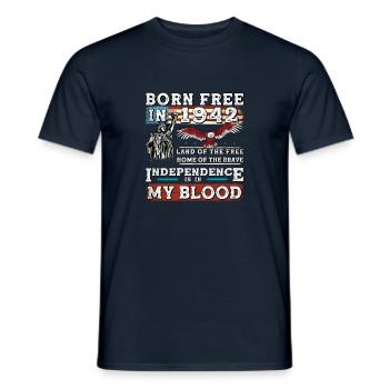 Born Free in 1942 - 83 Years of Freedom & - Men's T-Shirt - navy - Front - AI Model Male 178 light (178cm)