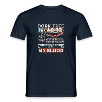 Born Free in 1949 - 76 Years of American Strength - Men's T-Shirt - navy - Front - AI Model Male 178 light (178cm)