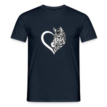 Zebra Herz Safari Liebhaber Niedliche Tierwelt Geschenkidee - Männer T-Shirt - Navy - Vorne - AI Model Male 178 light (178cm)