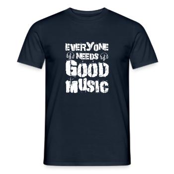Tout le monde a besoin de musique - Typographie en détresse - T-shirt homme - marine - Devant - AI Model Male 178 light (178cm)