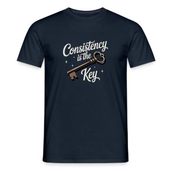 Beständigkeit ist das wichtigste motivierende Zitat Positiv - Männer T-Shirt - Navy - Vorne - AI Model Male 178 light (178cm)