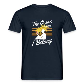 Ocean & Books where I Belong - Men's T-Shirt - navy - Front - AI Model Male 178 light (178cm)