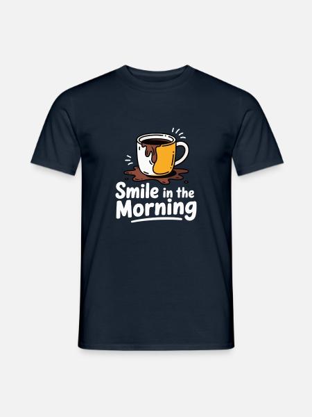 KAFFEETASSEN, LÄCHELN AM MORGEN - Männer T-Shirt - Navy