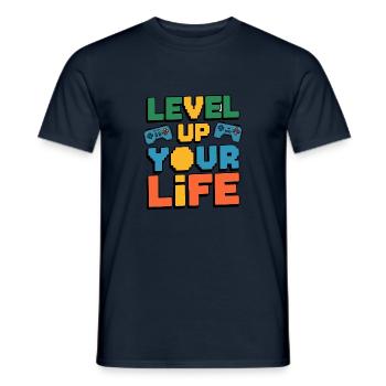 Level Up Your Life - Männer T-Shirt - Navy - Vorne - AI Model Male 178 light (178cm)