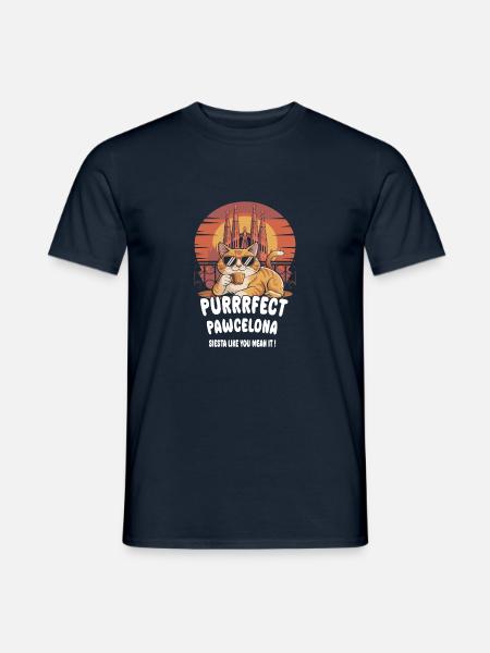 Pawcelona Barcelona Cat Design - Men's T-Shirt - navy