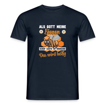 Als Gott meine Bienen schuf - Männer T-Shirt - Navy - Vorne - AI Model Male 178 light (178cm)