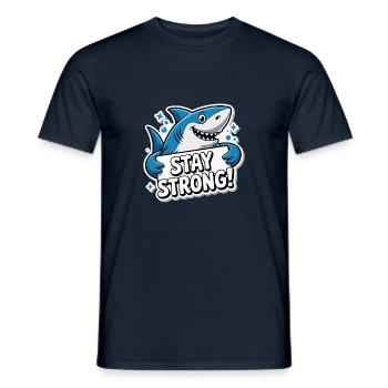 SHARK, STAY STRONG - Men's T-Shirt - navy - Front - AI Model Male 178 light (178cm)
