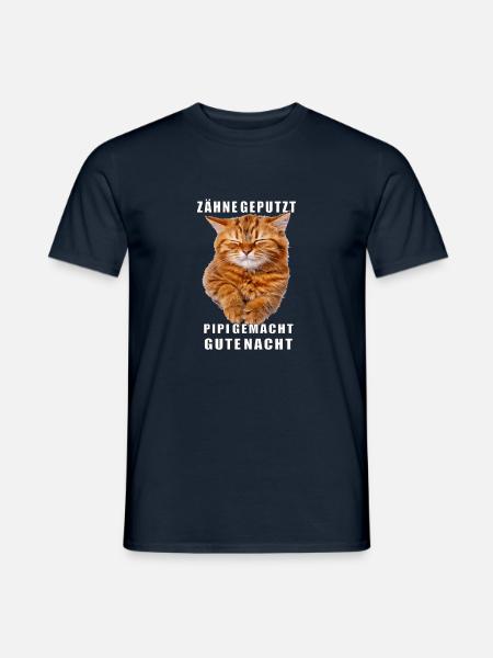 KATZE SCHLÄFT ZÄHNE GEPUTZT schlafen - Männer T-Shirt - Navy