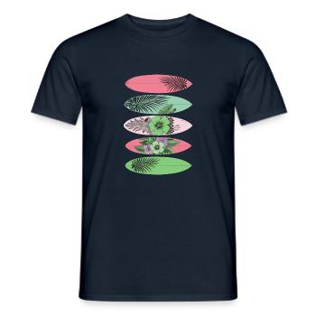 Surfboard Tropical Plants Summer Hawaii - Men's T-Shirt - navy - Front - AI Model Male 178 light (178cm)