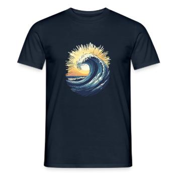 Surfing Big Surf Wave Vibes Surfer Sunset Retro - Men's T-Shirt - navy - Front - AI Model Male 178 light (178cm)
