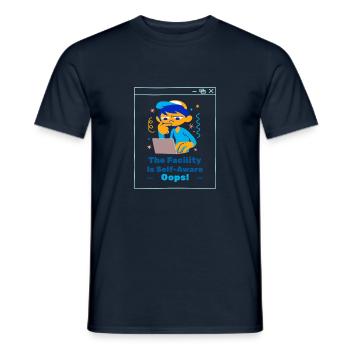 Die Einrichtung ist sich ihrer selbst bewusst. Hoppla! Programmierer-T-Shirt - Männer T-Shirt - Navy - Vorne - AI Model Male 178 light (178cm)