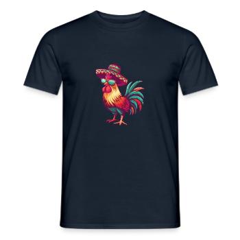 Coq Bande Dessinée Drôle Sombrero - T-shirt homme - marine - Devant - AI Model Male 178 light (178cm)