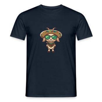 Bergziege Comic Lustig Sombrero - Männer T-Shirt - Navy - Vorne - AI Model Male 178 light (178cm)
