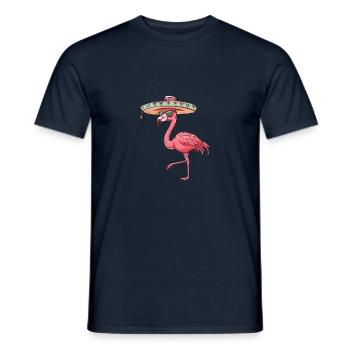 Flamingo Comic Funny Sombrero - Men's T-Shirt - navy - Front - AI Model Male 178 light (178cm)