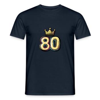 80 Zahl Krone - Männer T-Shirt - Navy - Vorne - AI Model Male 178 light (178cm)