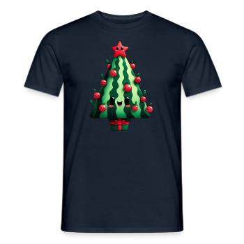 Christmas tree made of watermelon - Men's T-Shirt - navy - Front - AI Model Male 178 light (178cm)