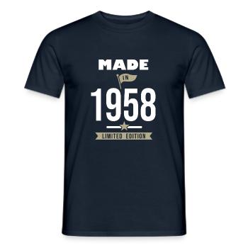 MADE IN 1958 cadeau anniversaire 63 ans - T-shirt homme - marine - Devant - AI Model Male 178 light (178cm)