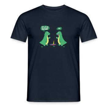 Dino Einhorn Witz Dinosaurier Cartoon Comic - Männer T-Shirt - Navy - Vorne - AI Model Male 178 light (178cm)