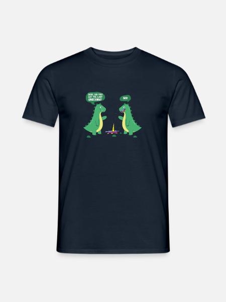 Dino Einhorn Witz Dinosaurier Cartoon Comic - Männer T-Shirt - Navy
