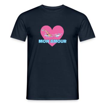 natation mon amour - T-shirt homme - marine - Devant - AI Model Male 178 light (178cm)