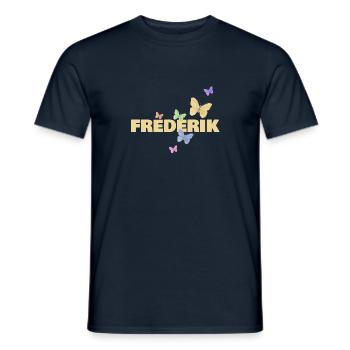 Vorname Frederik mit Schmetterlingen - Männer T-Shirt - Navy - Vorne - AI Model Male 178 light (178cm)