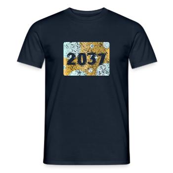 Number 2037 - Men's T-Shirt - navy - Front - AI Model Male 178 light (178cm)