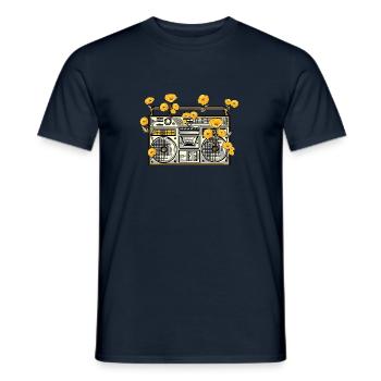 Vintage Radio Fleurs Cadeau Musique Rétro Plantes - T-shirt homme - marine - Devant - AI Model Male 178 light (178cm)