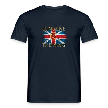 Britischer König Krönung Charles England Flagge - Männer T-Shirt - Navy - Vorne - AI Model Male 178 light (178cm)